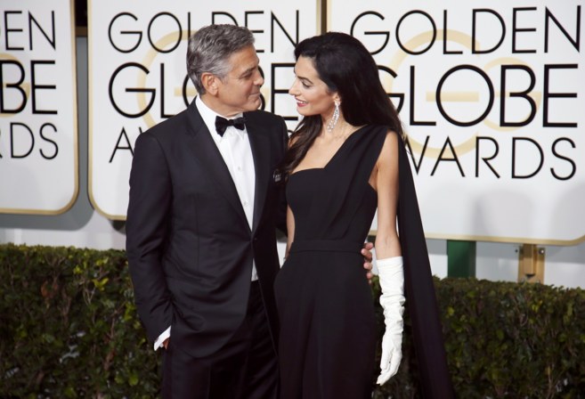 George y Amal Clooney, a su llegada a los Globos de Oro.