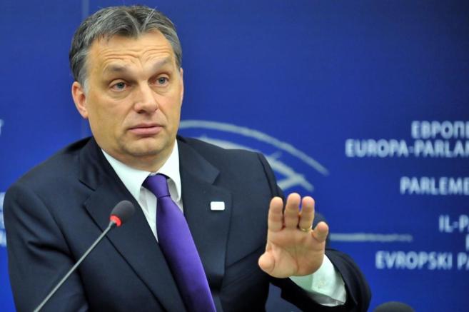 El primer ministro de Hungra, Viktor Orban, durante una rueda de...