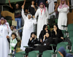 La familia real de Qatar, durante un partido de su seleccin