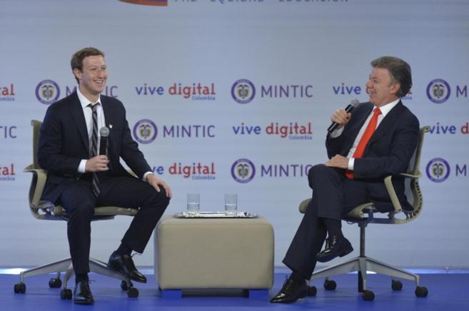 Mark Zuckerberg y Juan Manuel Santos en Bogot