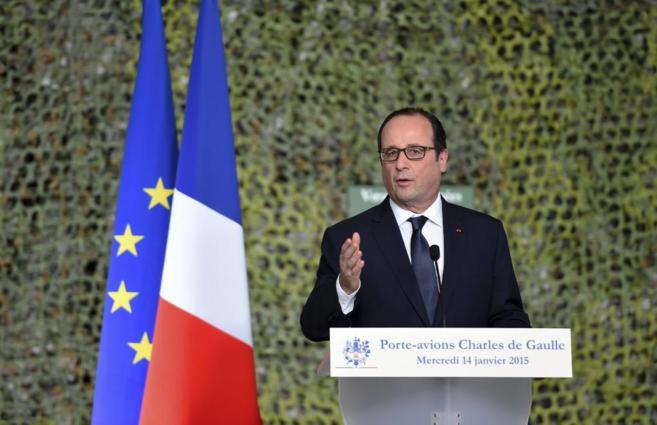 El presidente francs, Franois Hollande, durante un discurso en el...