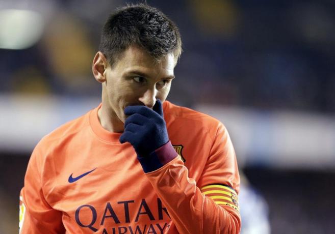 Messi, durante el partido de Riazor.