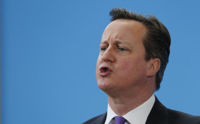 El primer ministro britnico, David Cameron, durante un discurso en...