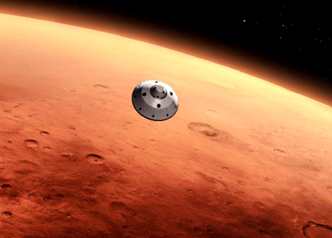El robot Curiosity, cerca de Marte.