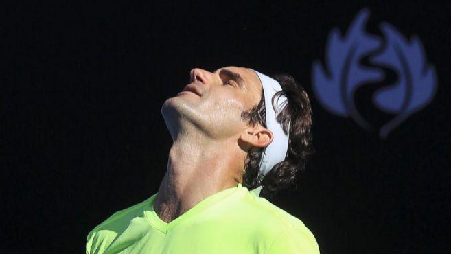 Federer, tras un error durante su partido ante Seppi.