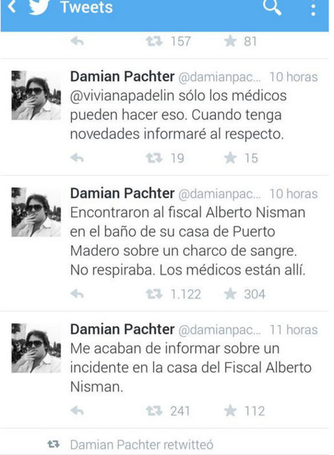 Tuits publicados por Patcher en su cuenta de Twitter.