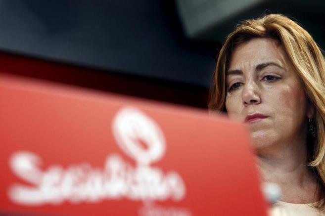 Susana Daz durante una reunin del PSOE.