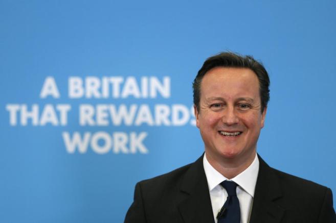 El primer ministro britnico, David Cameron, durante su discurso en...
