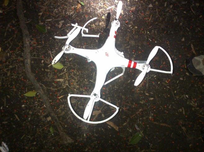 Imagen del drone de la firma china DJI que aterriz en el jardn de...