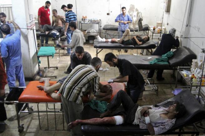 Hospital improvisado en Duma, zona rebelde cerca de Damasco.