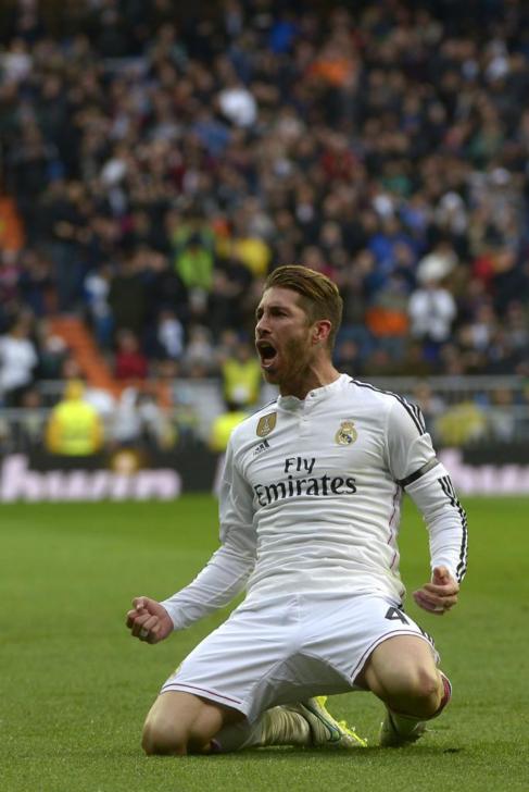 Ramos celebra su tanto ante la Real Sociedad.