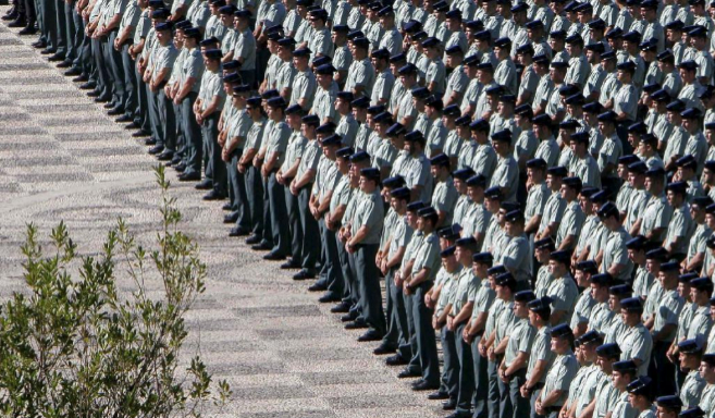 Guardias civiles, en formacin, en un acto en Sevilla.
