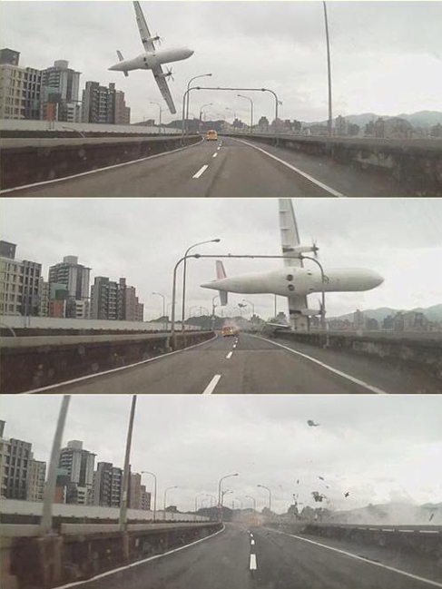 Secuencia del impacto del avión de TransAsia.