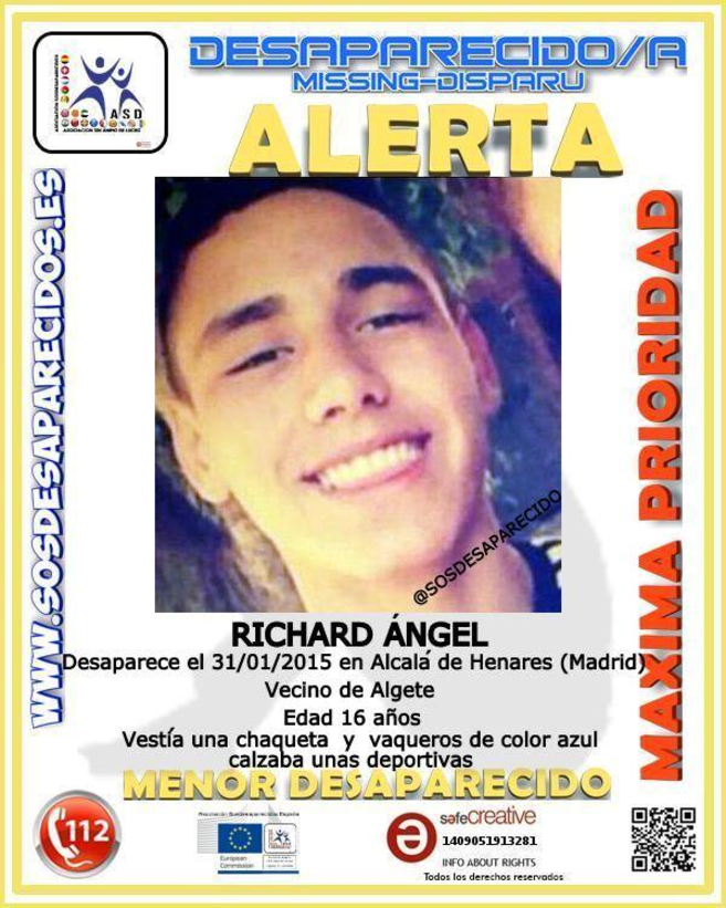 Cartel distribuido por la Policía para encontrar a Richard Ángel.