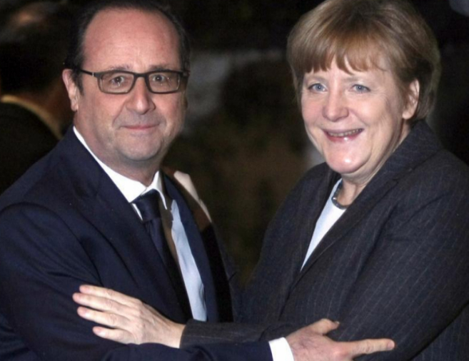 El presidente Hollande y la canciller Merkel, durante un reciente...