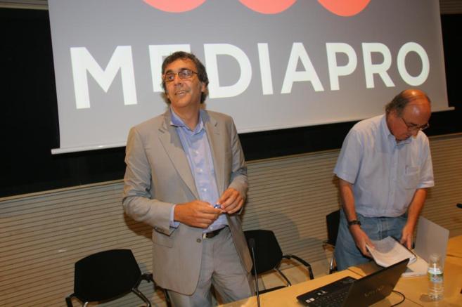 Tatxo Benet y Jaume Roures, durante una rueda de prensa.
