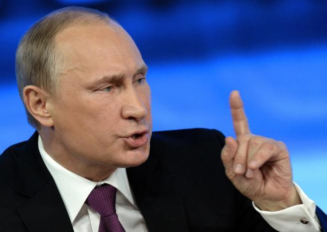 El presidente ruso, Vladimir Putin, durante una comparecencia en...