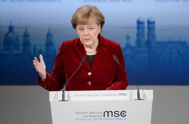 Merkel, este sbado, durante su intervencin en la Conferencia de...