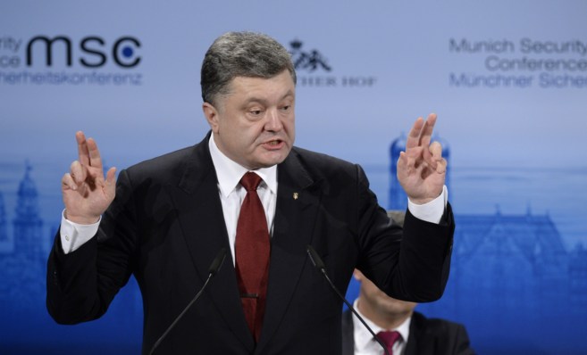 El presidente ucraniano, Petro Poroshenko, en la Conferencia de...