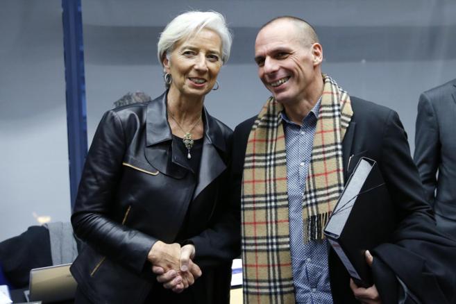 Christine Lagarde y Yanis Varoufakis, durante su encuentro este...