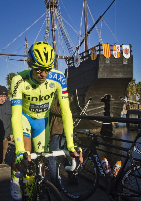 Contador, antes de tomar la salida en Palos de la Frontera.