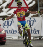 Tinkoff-Saxo's Spanish cyclist Alberto Contador celebrates as he...