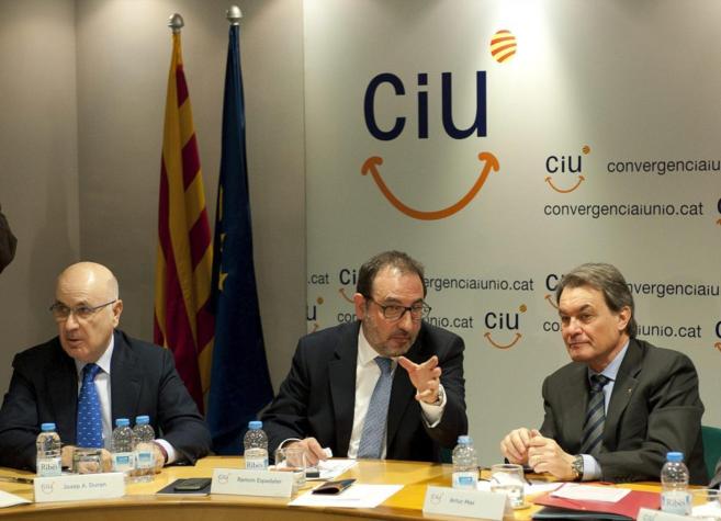 Duran, Espadaler y Mas, durante la ltima reunin ejecutiva de CiU.