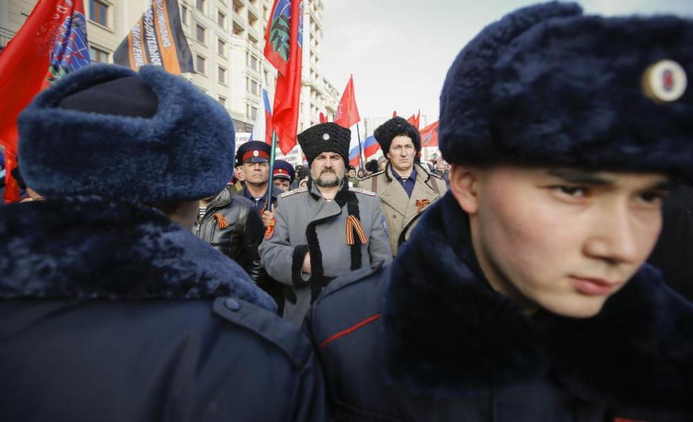 Manifestación de líderes rebeldes prorrusos en el este de Ucrania...