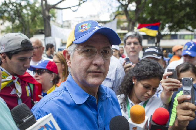 El alcalde mayor de Caracas, Antonio Ledezma, durante una marcha en...