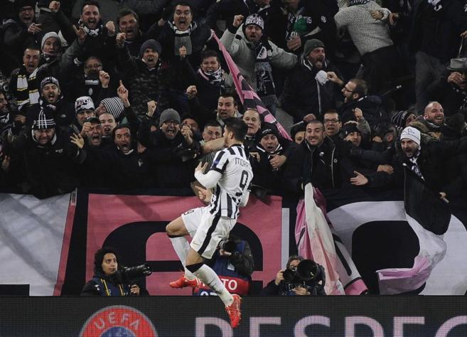 Morata, tras anotar su gol al Dortmund el pasado martes en Champions.