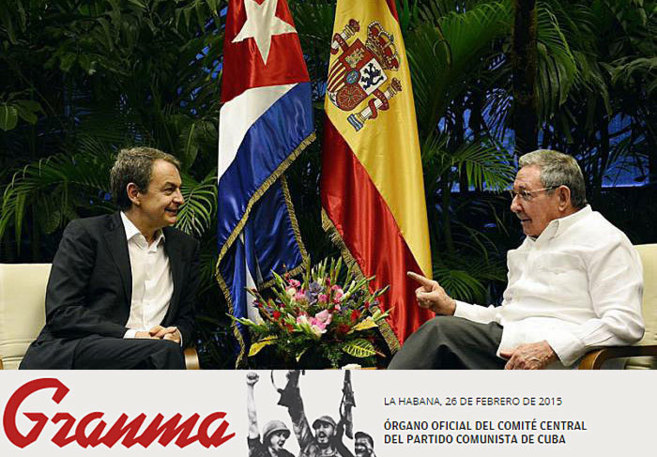 Zapatero, con Ral Castro, en una imagen difundida por el diario...