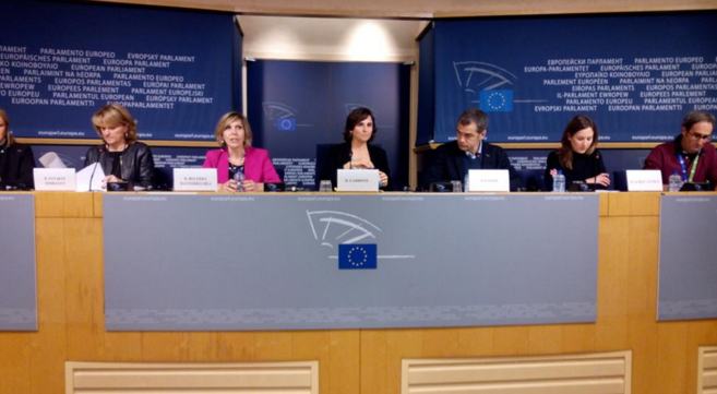 Rueda de prensa de Beatriz Garrote junto a los eurodiputados...