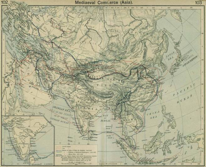 Mapa de 1926 que representa las rutas comerciales desde Italia hasta...