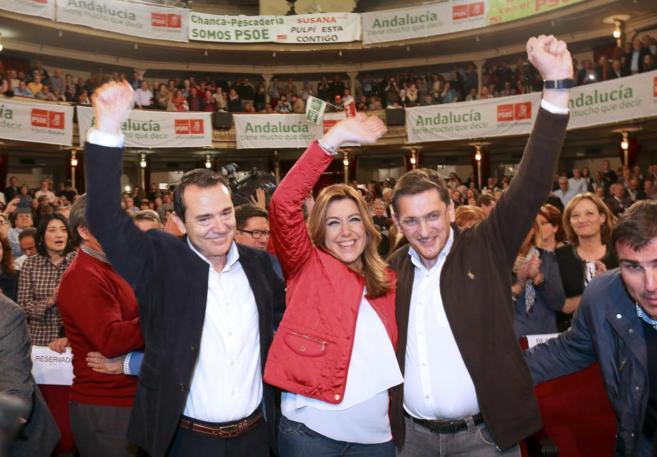 La presidenta  de Andaluca, Susana Daz, ayer en el mitin de...