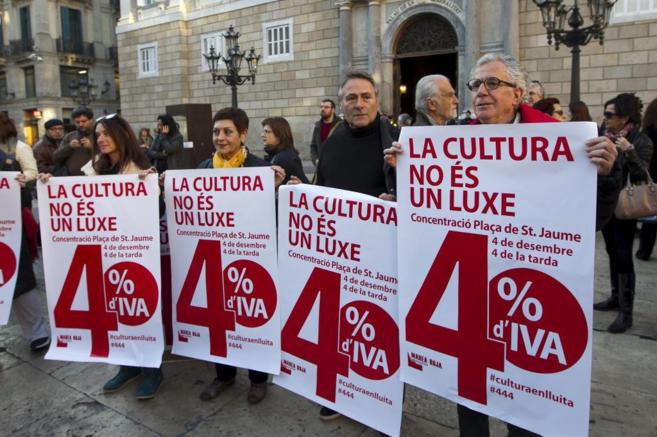 Protesta en Barcelona contra la subida del IVA cultural