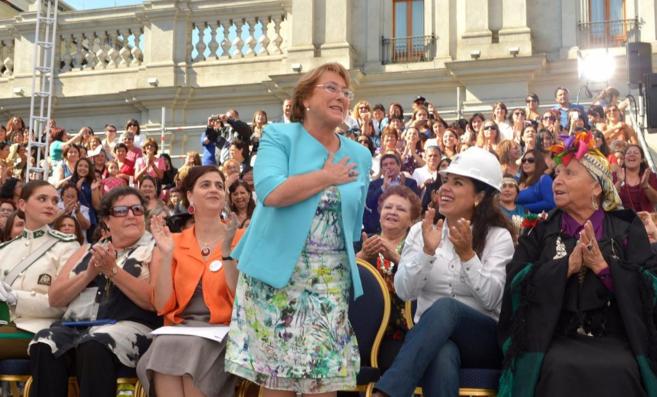 La presidenta de Chile, Michelle Bachelet, en la celebracin del Da...