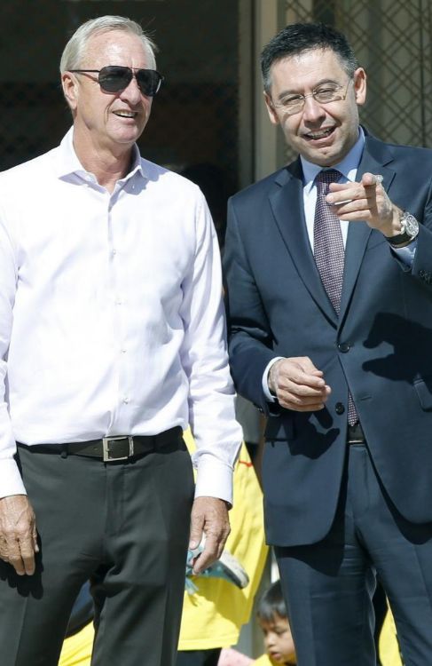 Cruyff y Bartomeu, esta maana en Barcelona.