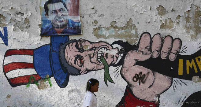 Grafiti contra EEUU en un muro de Caracas.