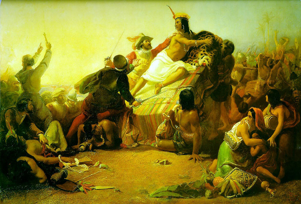 Pizarro apresa al inca Atahualpa en Cajamarca.