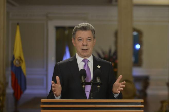 El Presidente colombiano durante su discurso ante la nacin.