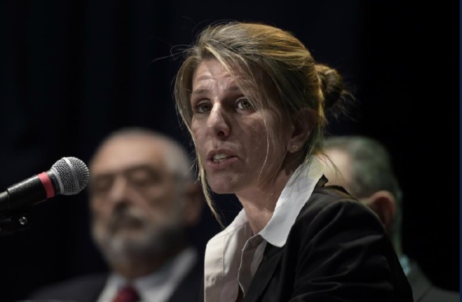 La ex mujer de Alberto Nisman, Sandra Arroyo, durante la presentacin...