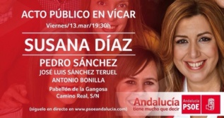 Cartel que anuncia el mitin de Susana Daz en Vcar (Almera).