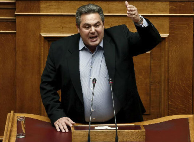 Kammenos, durante una reciente intervencin en el parlamento griego.