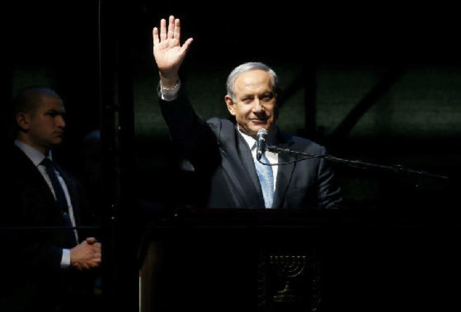 El primer ministro israel, durante un acto electoral masivo en la...