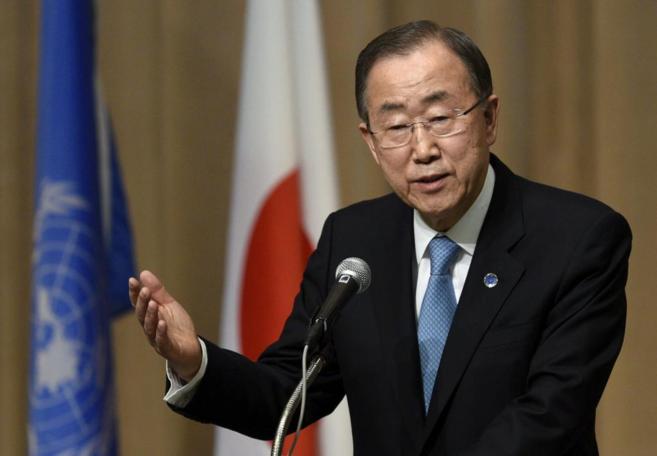 El secretario general de Naciones Unidas, Ban Ki-moon, en una...