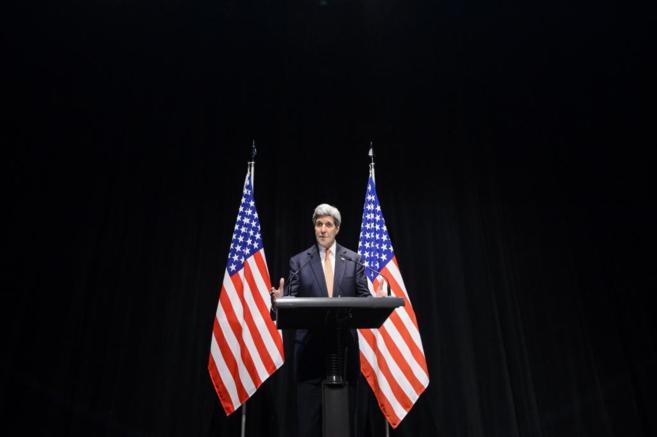 El secretario de Estado de EEUU, John Kerry, en una comparecencia...