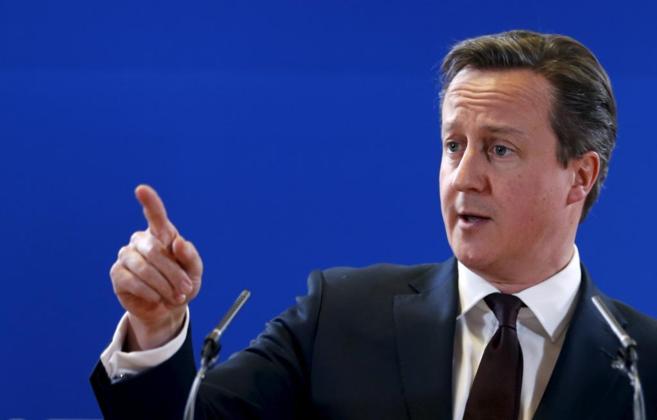 El primer ministro britnico, David Cameron, durante un encuentro en...