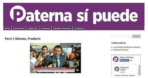 La web de 'Paterna s puede' donde se anuncia la...