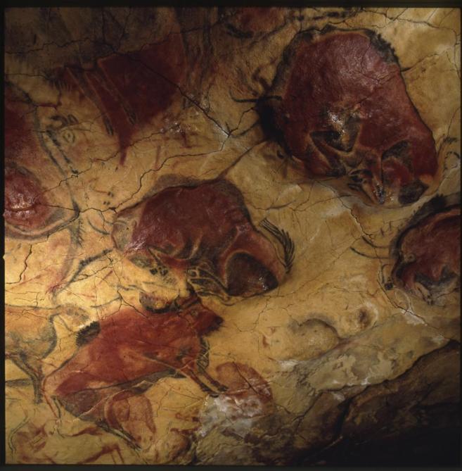 Los bisontes en el techo de la cueva de Altamira.