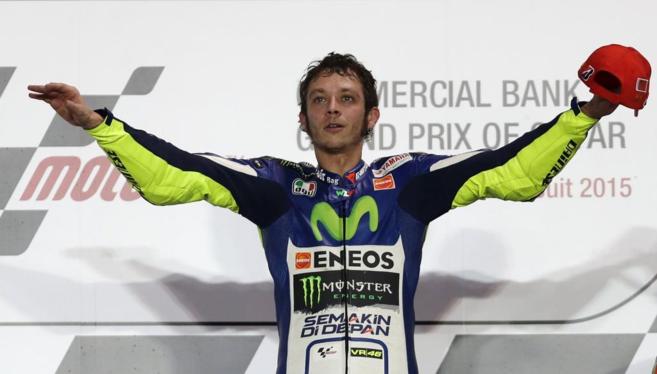Rossi, tras ganar el GP de Qatar.